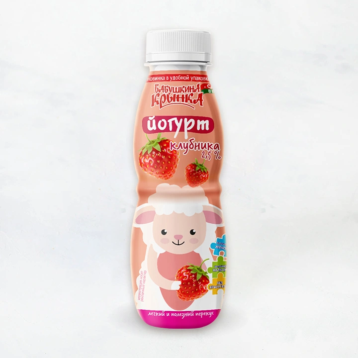 Йогурт 2,5% 300г с клубникой д/детей ран возр ПЭТ Бабушкина крынка