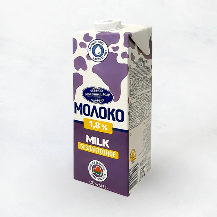Молоко безлактозное стерилизованное 1,8% 1л TetraBrik Молочный мир