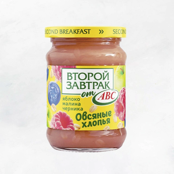 Десерт Второй завтрак фруктовый ябл/мал/черн/овс хлопья 300г /12 шт ABC