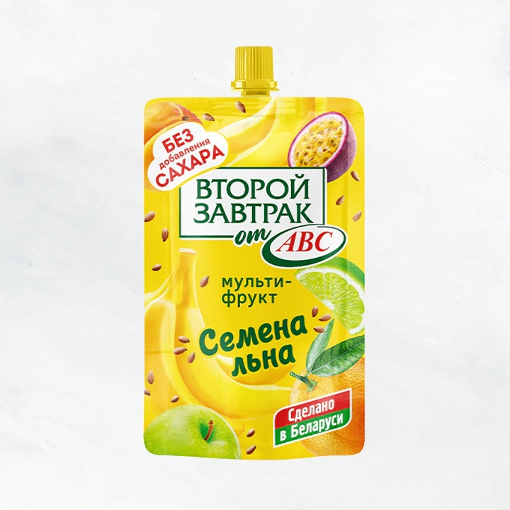 Десерт Второй завтрак мультифруктовый с семенами льна ДойПак 200г/14шт ABC
