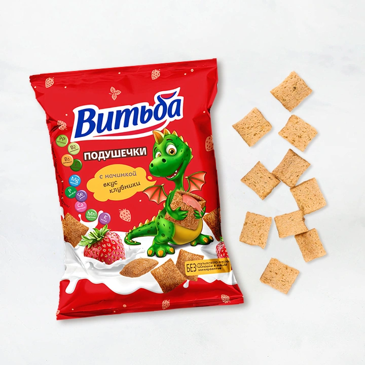 Подушечки с начинкой вкус клубники 150г Витьба