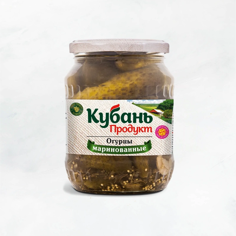 Огурчики маринованные с сем. горчицы 680г/720мл Кубанский КК
