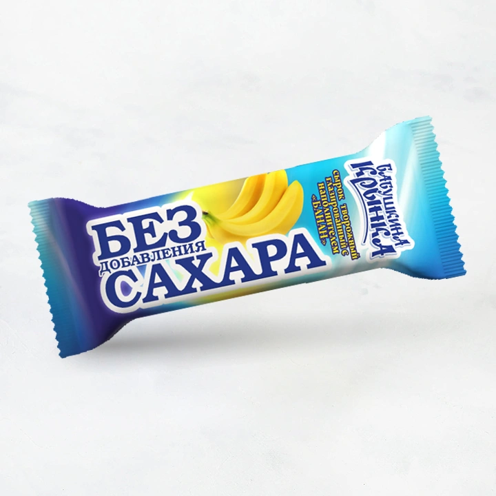 Сырок творожный без сахара с нап "Банан"18% 45г Бабушкина Крынка