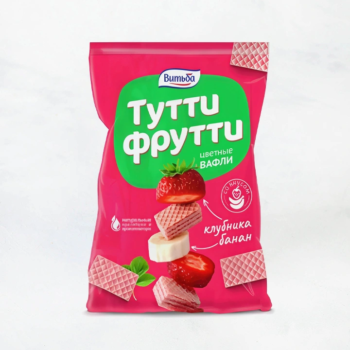 Вафли со вкусом банана - клубника 150г Витьба