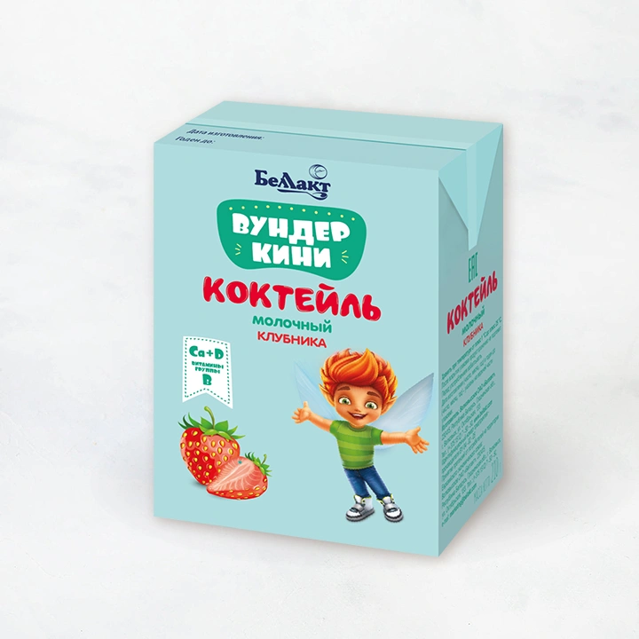 Коктейль молочный д/детей обогащ. кальц. и вит. В1,В6 ВКУС КЛУБНИКИ 2,5% 210г Беллакт