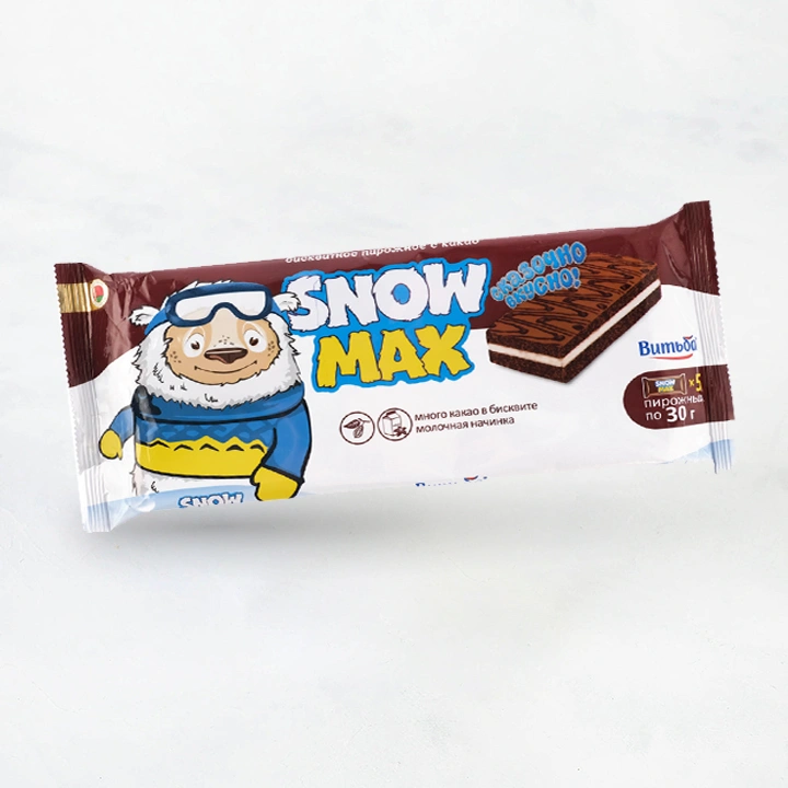 Бисквитное пирожное "Snow Max" с какао декарированное 30г Витьба