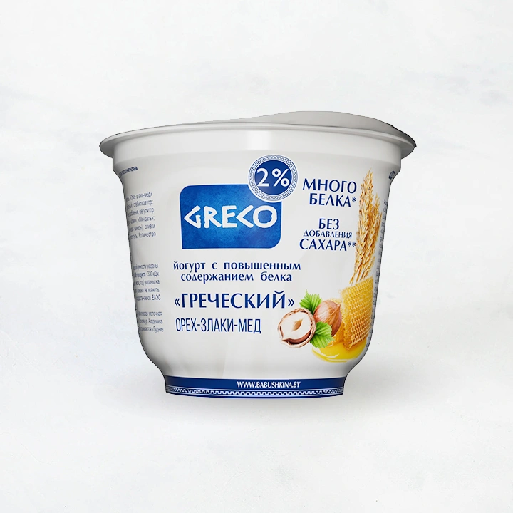 Йогурт 2% 230г Греческий "Орех-злаки-мёд" стакан Бабушкина крынка