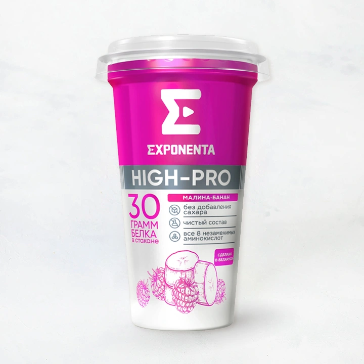 Напиток кисломол. обезжир EXPONENTA HIGH-PRO малина-банан 250г
