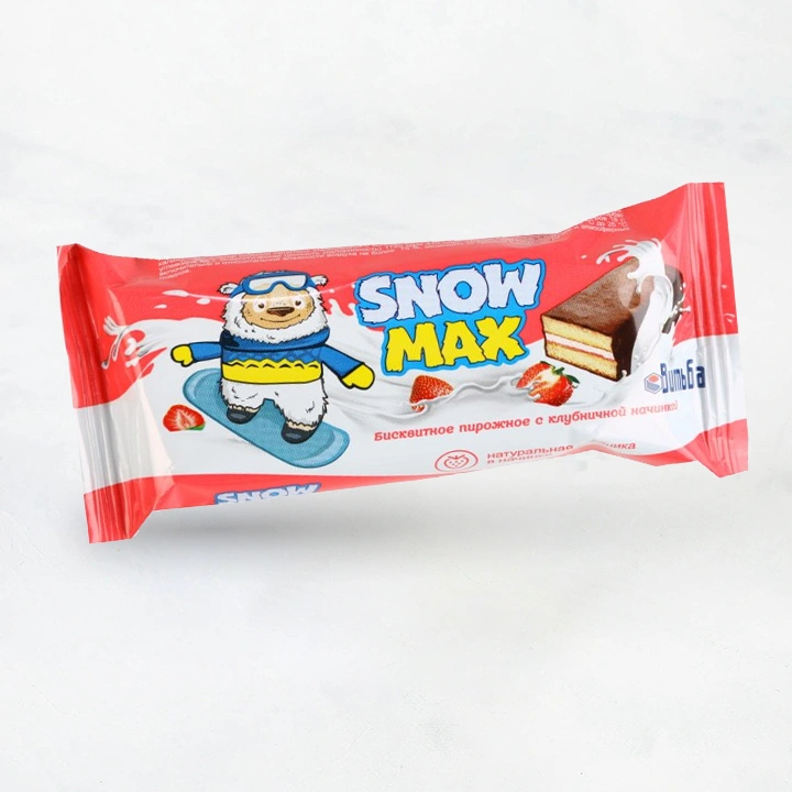 Бисквитное пирожное "Snow Max" клубничной начинкой 40г Витьба