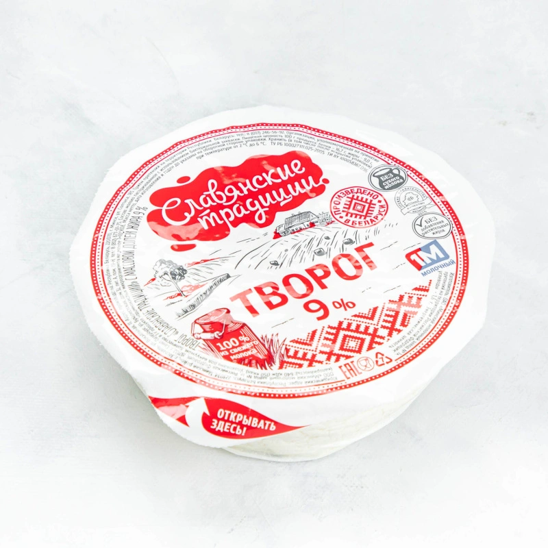 Творог "Славянские традиции" 9% 355г (шайба) Минский1