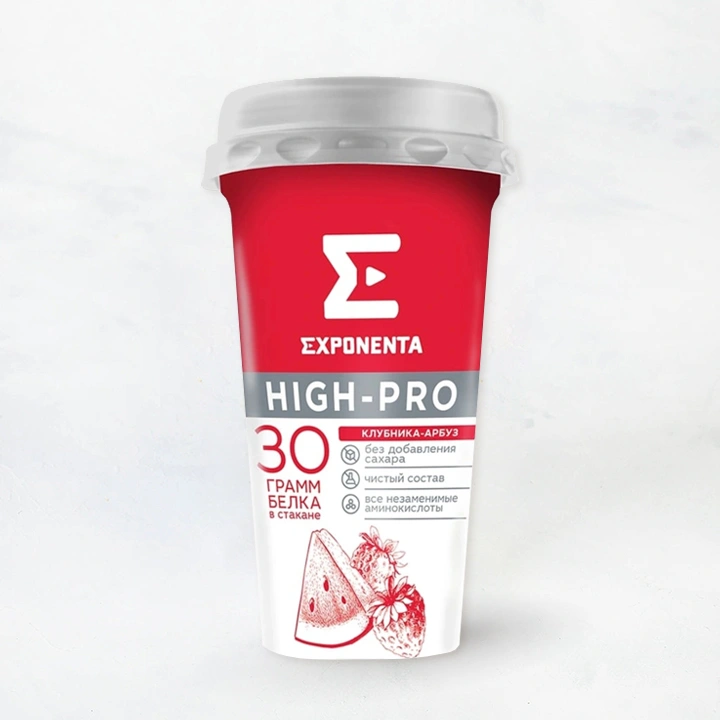 Напиток кисломол. обезжир EXPONENTA HIGH-PRO клубника-арбуз 250г