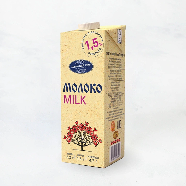 Молоко стерилизованное 1,5% 1л TetraBrik Молочный мир