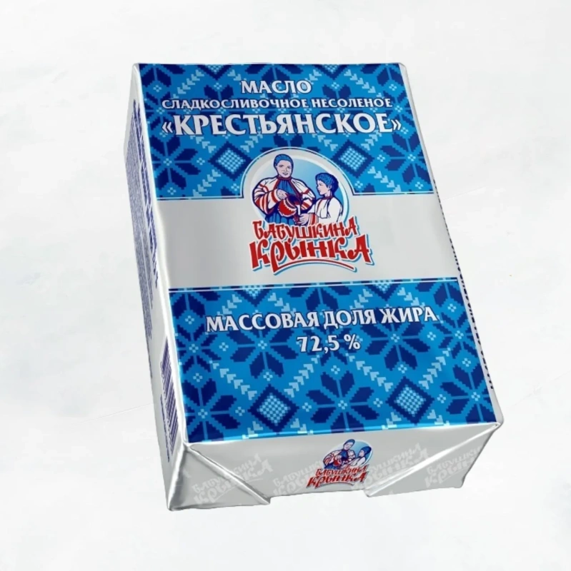 Масло сладко-сливочное Крестьянское 180г 72,5% Бабушкина крынка