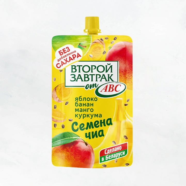 Десерт Второй завтрак фруктовый ябл/бан/манг/чиа/куркума ДойПак 200г/14шт ABC