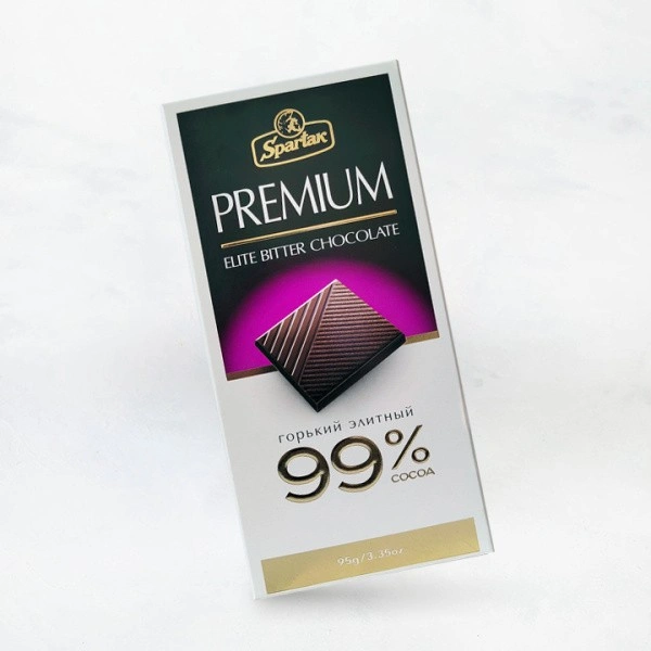 Шоколад Горький Элитный тонкий 99% пенал 95г 1/20 Спартак