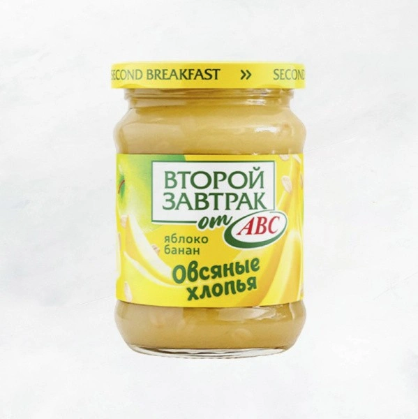 Десерт Второй завтрак фруктовый ябл/банан/овс хлопья 300 г/12 шт ABC