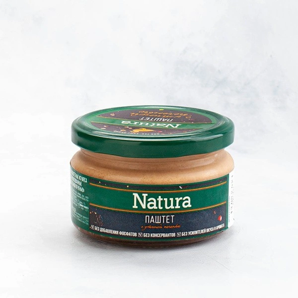 Паштет "NATURA с утиной печенью" из мяса птицы 200г Инко-Фуд