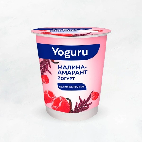 Йогурт YOGURU" Малина амарант 1,5% 310г п/стакан Минский1