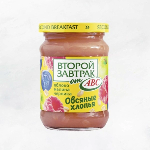 Десерт Второй завтрак фруктовый ябл/мал/черн/овс хлопья 300г /12 шт ABC