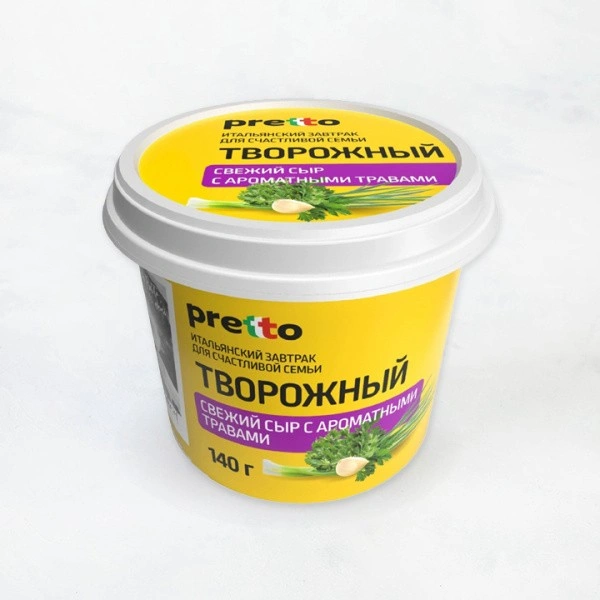 Сыр творожный с травами 65% 140г стак ТМ Pretto
