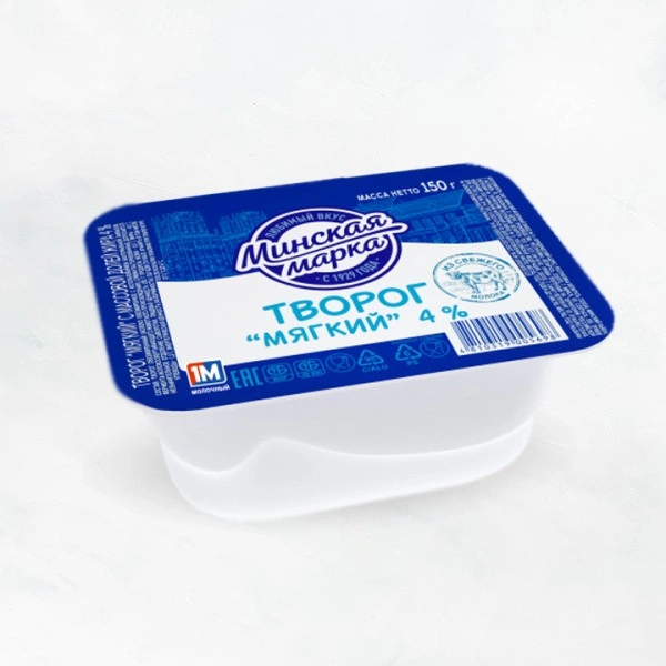 Творог мягкий "Минская марка" 4% 150г стакан Минский1