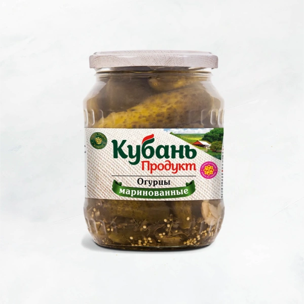 Огурчики маринованные с сем. горчицы 680г/720мл Кубанский КК