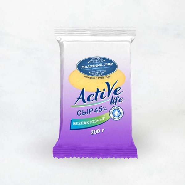 Сыр порционный Безлактозный "Active life" 45% 200г