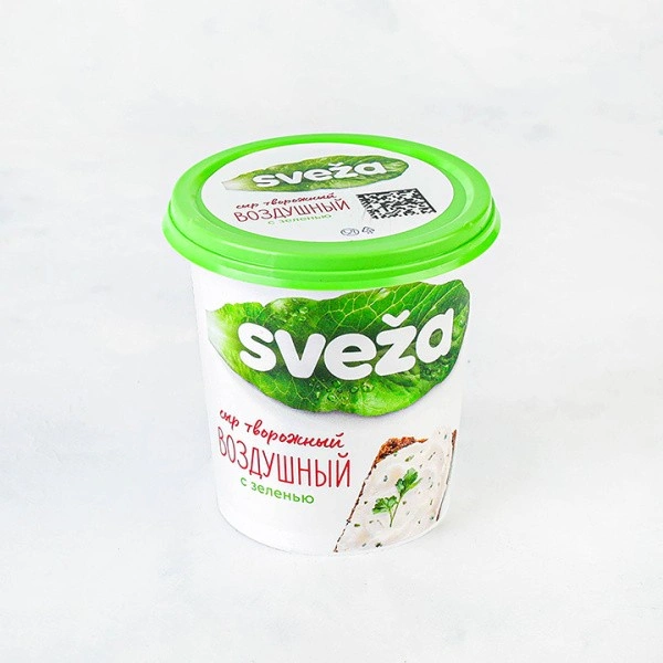 Сыр твор. воздушный "Sveza" с зеленью 60% 150г стакан (Савушкин продукт)
