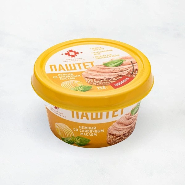 ПАШТЕТ "Нежный со сливочным маслом" из мяса и суб. прод. цыплят 150г Брестский МК