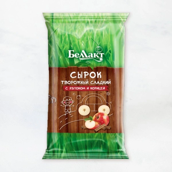 Сырок творожный с яблоком и корицей 7% 100г двойная уп/пленка Беллакт