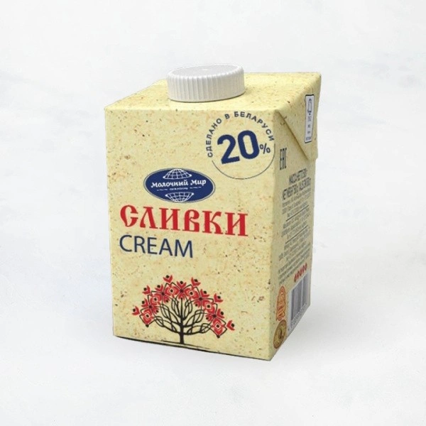Сливки стерилизованные 20% 500г TetraPak Молочный мир