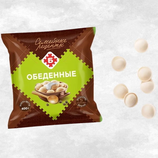"ОБЕДЕННЫЕ семейные рецепты "пельмени зам.1/400 мясосодержащие