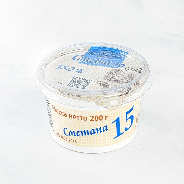 Сметана 15% 200г п/стакан Молочный мир