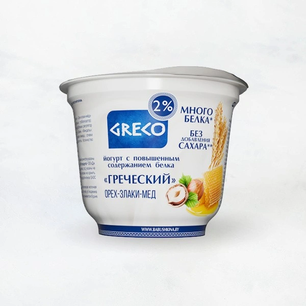Йогурт 2% 230г Греческий "Орех-злаки-мёд" стакан Бабушкина крынка