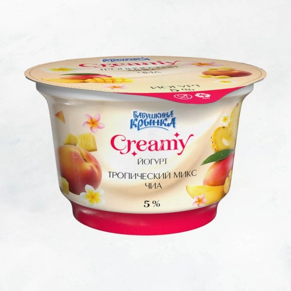 Йогурт 5% 200г Creamy "Тропический микс-Чиа" Бабушкина Крынка