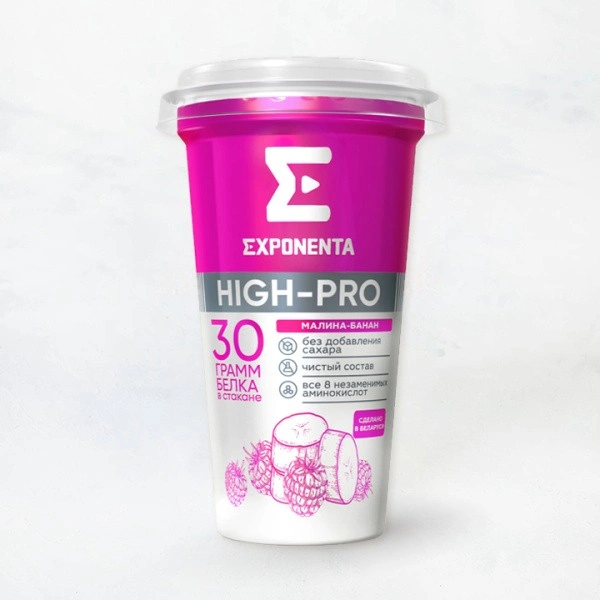 Напиток кисломол. обезжир EXPONENTA HIGH-PRO малина-банан 250г