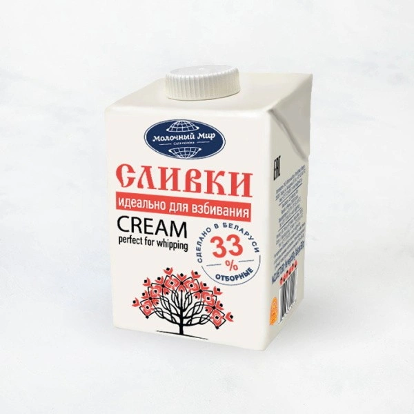 Сливки стерилизованные 33% 500г TetraPak Молочный мир