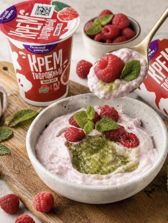 Крем творожный вкус Малина и мята 4,5% 150г Минский1