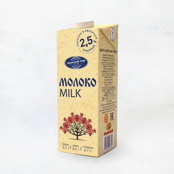 Молоко стерилизованное 2,5% 1л TetraBrik Молочный мир