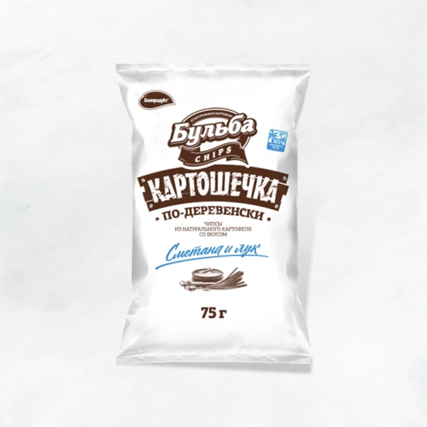 Чипсы "Картошечка по-деревенски" 75г вкус сметана и лук (1/16), из натурального картофеля