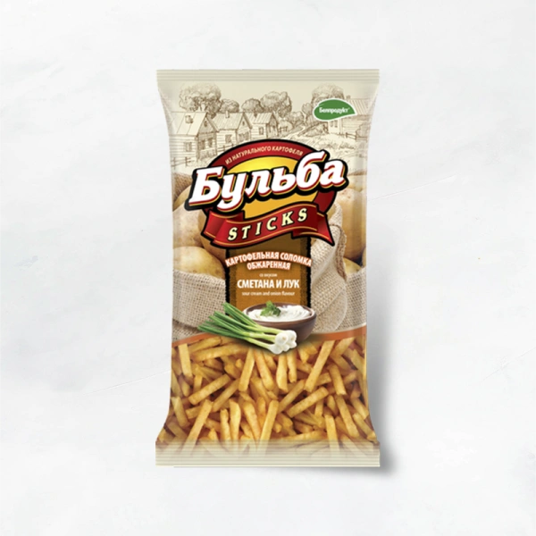 Чипсы "Бульба STICKS" 75г вкус СМЕТАНА и ЛУК 1/20, из натурального картофеля