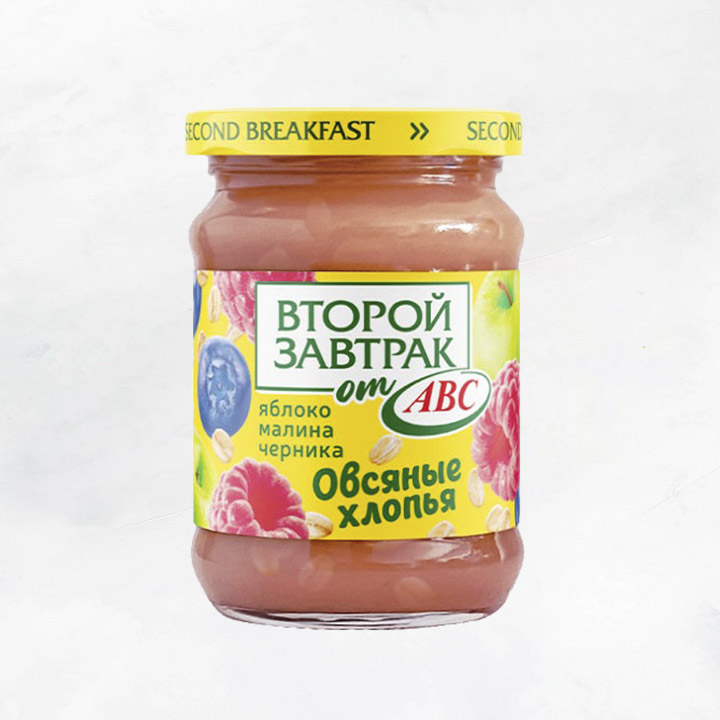 Десерт Второй завтрак фруктовый ябл/мал/черн/овс хлопья 300г /12 шт ABC