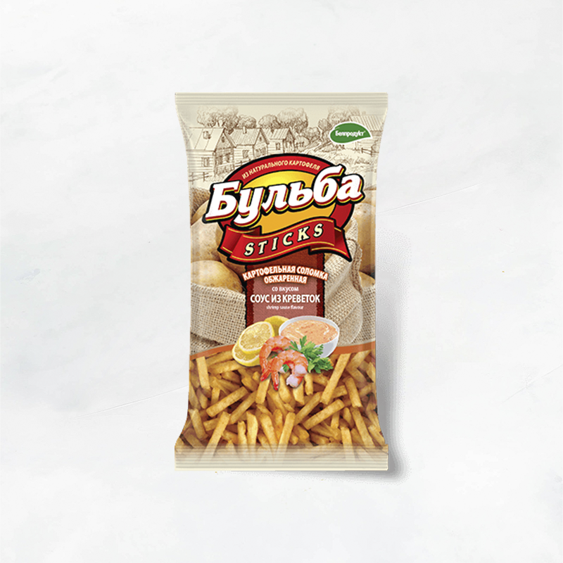 Чипсы "Бульба STICKS" 75г вкус КРЕВЕТКА (1/20), из натурального картофеля