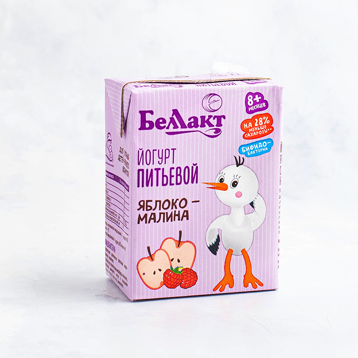Йогурт "Яблоко-малина" 2,6%д/детей ран возр пит 210 г Беллакт