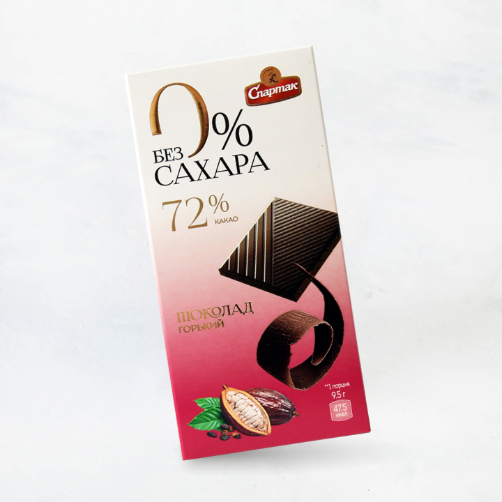 Шоколад Спартак горький без сахара 95г пенал 1/20 Спартак