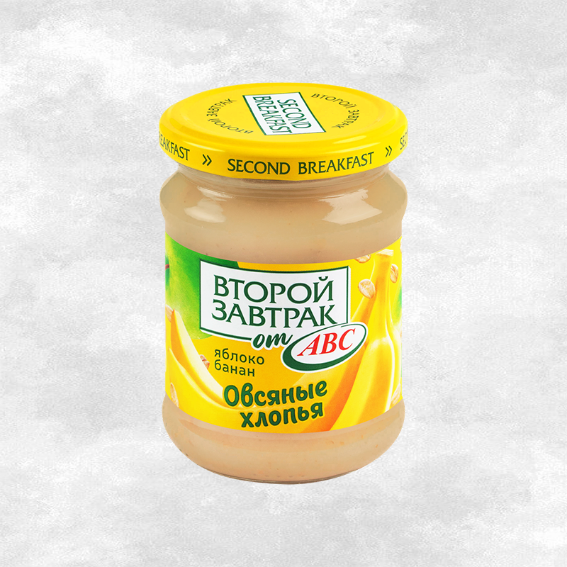 Десерт Второй завтрак фруктовый ябл/банан/овс хлопья 250г/12 шт ABC