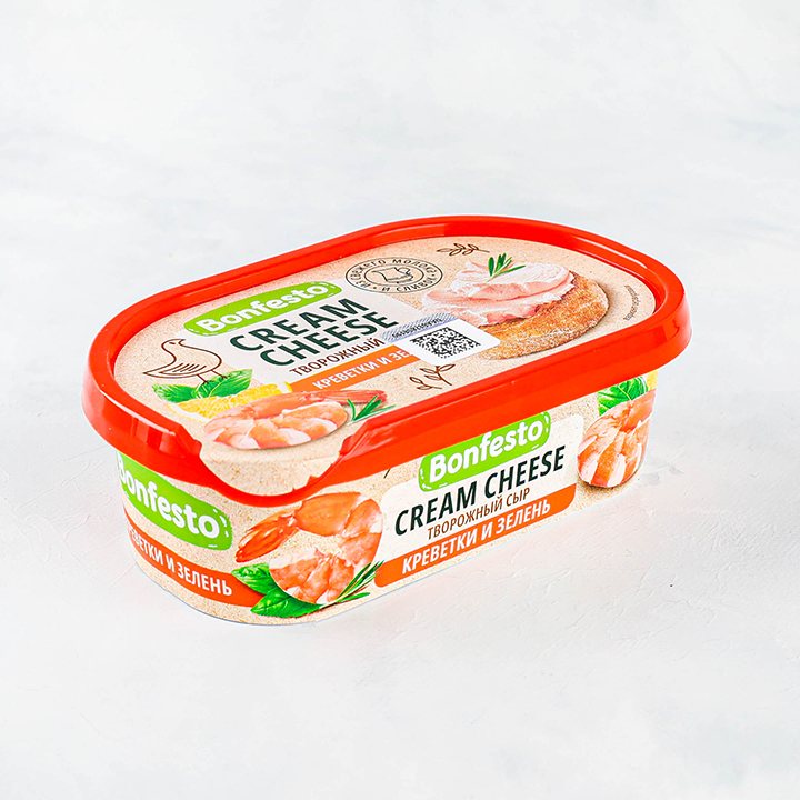 Сыр творожный Кремчиз Креветка и зелень 65% 140г Туровский МК