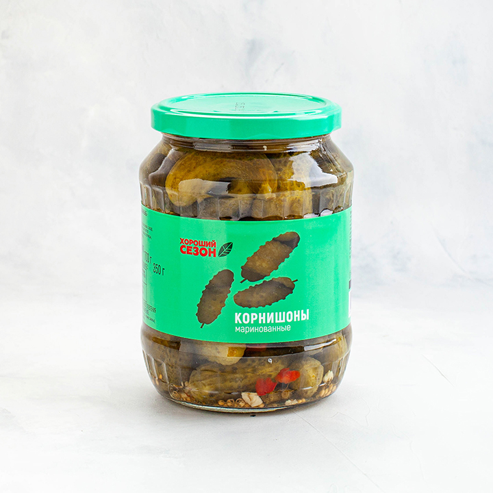 Огурцы Корнишоны марин. стерил.ст/б 720 мл /8 шт  Хороший Сезон 