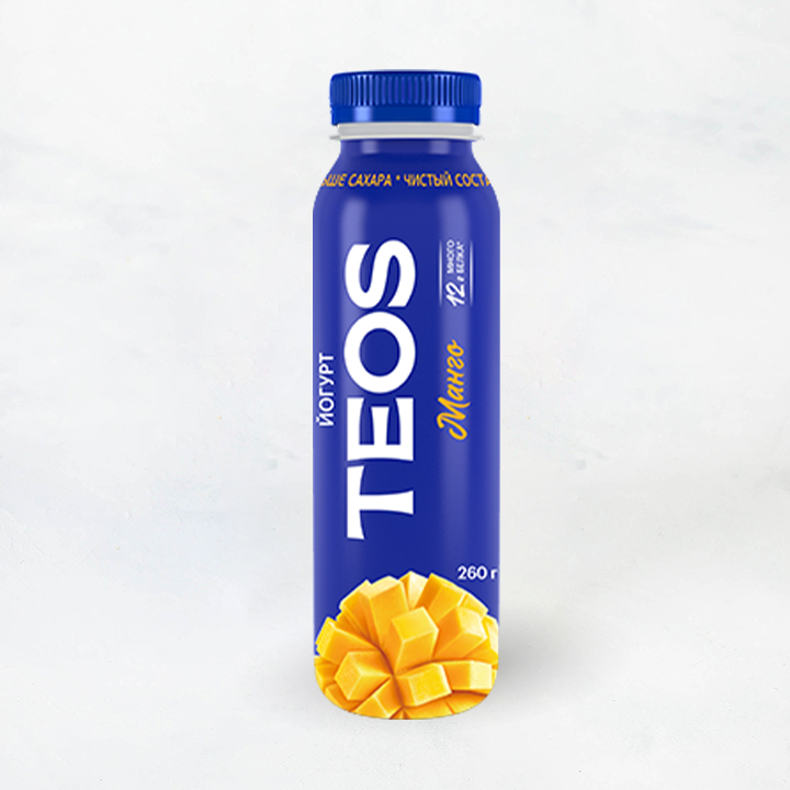 Йогурт питьевой "Греческий TEOS" 1,8% 260г Манго ПЭТ Савушкин продукт