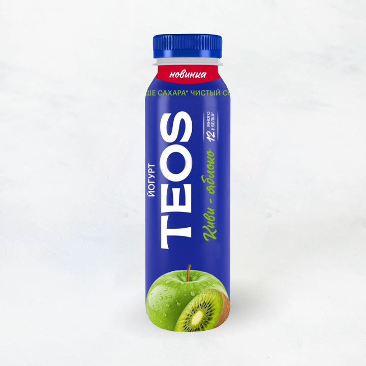 Йогурт питьевой "Греческий TEOS" 1,8% 260г Киви - яблоко ПЭТ Савушкин продукт